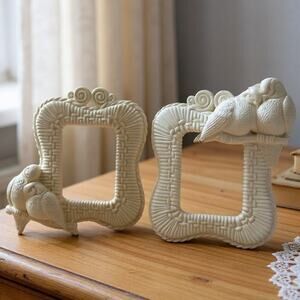 VTG 1970s Burwood Homco Turtle Doves Wall Hanging Picture Frames 3D USA Lot of 2